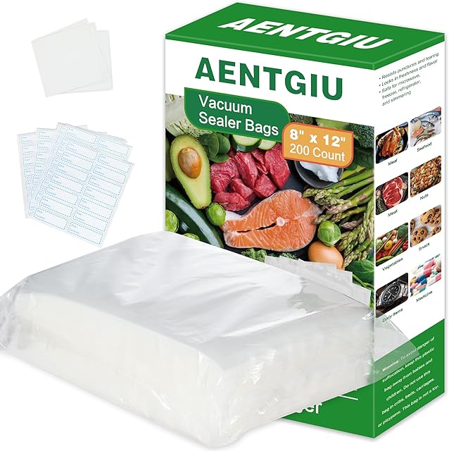 200 Vacuum Sealer Bags 8x12 Inch Vacuum Sealer Storage Bags