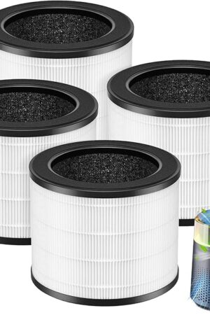 4 Pack MSB5 Filter Replacement Compatible with Membrane Solutions MSB5 Air Puri-fier, 3-in-1 Hepa Air Filter Replacement with High-Efficiency Filtration for Smoke Pollen Dander Hair Smell