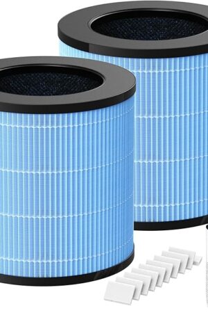 2 Pack MJ003HD Replacement Filters, Compatible with POMORON MJ003HD Air Purifiers, 4-Stage Filtration System with HEPA & Activated Carbon Filters, MJ003HD-RF, Includes 2 Filters & 10 Aroma Pads
