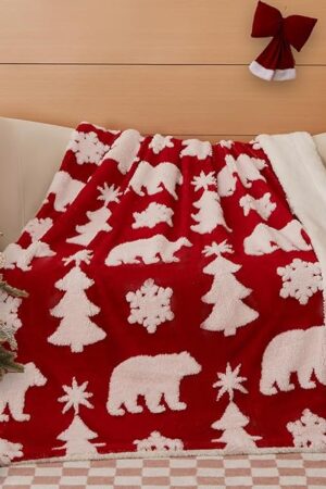COOVA Fleece Throw Blanket Christmas Cartoon Red 50"x60"