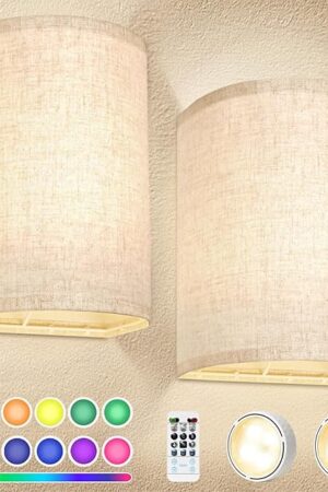 Wall Sconces Wall Lights, 18 RGB Colors Battery Operated, Set of Two