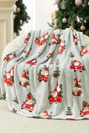 Cozy Bliss Gnome Throw Blanket Spring Blanket Warm Plush Throw Blanket,Ultra Soft Cozy Blanket for Couch,Sofa and Bed(Xmas Gnome in Truck,50"x60")
