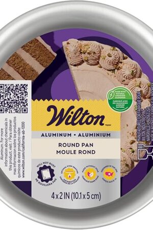 Wilton Aluminum Round Cake Pan, Durable Anodized Bakeware for Tiered & Layered Cakes, Even Heating, Rust-Resistant, Professional Cake Baking Pans, 4 x 2 in