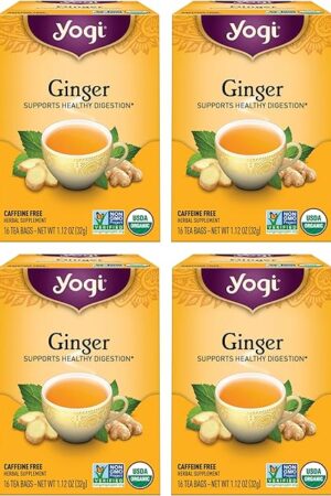 Yogi Tea Ginger - 4 Packs (16 Bags per Pack) - Organic Digestive | Digestive Support | Lemongrass | Licorice Root | Includes Ginger Root | Peppermint Leaf | Black Pepper