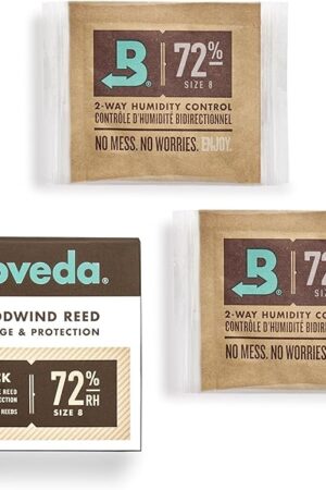Boveda 72% Two-Way Humidity Control Packs for Woodwind Reeds – Size 8 – 2 Pack – Moisture Absorbers – Protects Against Drying & Spliting – Individually Wrapped Reed Humidifiers for Day-to-Day Storage