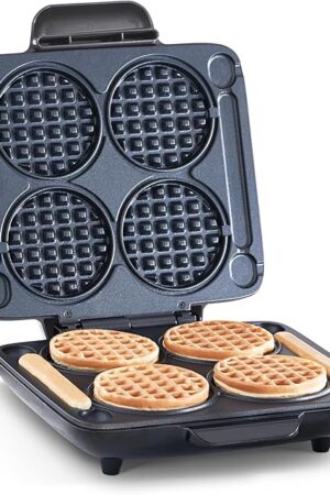 DASH Multi Mini Waffle Maker - Four 4? Waffle Molds, Nonstick Waffle Iron with Quick Heat-Up, Nonstick Surface - Perfect Mini Waffle Maker for Kids and Families, Just Add Batter