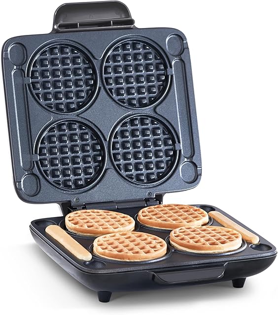 DASH Multi Mini Waffle Maker - Four 4? Waffle Molds, Nonstick Waffle Iron with Quick Heat-Up, Nonstick Surface - Perfect Mini Waffle Maker for Kids and Families, Just Add Batter