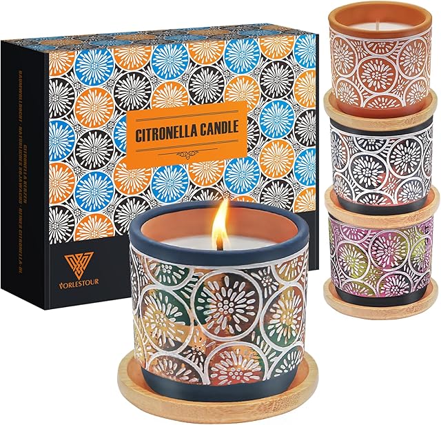 Citronella Candles Outdoor Indoor, Strong Scented Candles for Home, Burning up to 100H, 4 Pieces Cute Candles Set for Patio, Garden, Backyard, Balcony, Camping, Birthday Gifts for Women(4x3.52OZ)