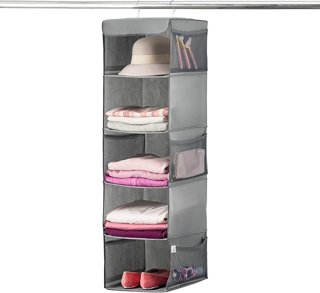ZOBER 5-Shelf Hanging Closet Organizer Hanging Storage Organizer