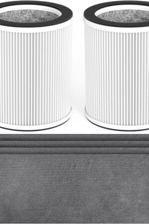 2-Pack HP400 Series Replacement Filter Compatible with Hunter HP400 Cylindrical Tower Purifiers, for Model H-HF400-VP/H-PF400, with 4×Pre-Filters