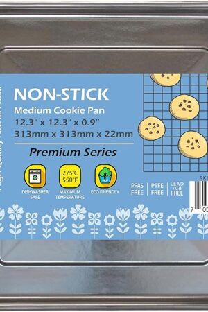 12.3" x 12.3" Square Baking Pan, Non-Stick Cookie Sheet for Ninja Foodi Air Fry Oven, 12" Heavy Duty Enamel Baking Tray for Toaster Oven, Replacement Liner