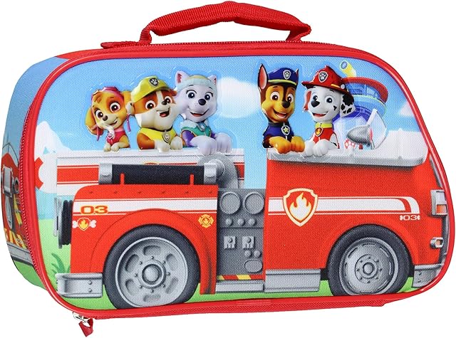 Bioworld Paw Patrol Lunch Box Skye Chase Marshall Fire Engine Truck Kids Insulated Lunch Bag Lunch Tote