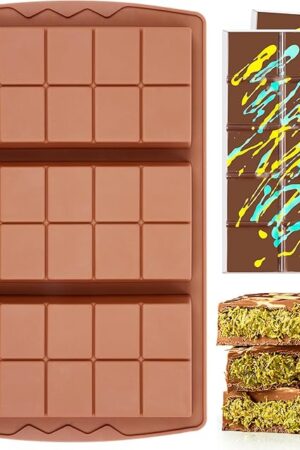 1 Pc Chocolate Bar Mold Deep Large Chocolate Molds Silicone Break Apart Thick Silicone Molds for Candy Bar (10 Snap）