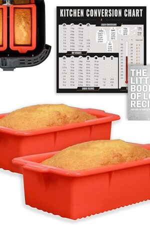 Air Fryer Silicone Loaf Pans for Baking, Non-Stick Mini Bread Cake Pan, Small Airfryer Bakeware Sets, Meatloaf Brownie Corn, Fits Instant Pot, Ninja Foodi, Cosori, Chefman, Power XL, Dash, BPA Free