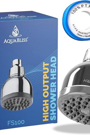 AquaBliss TurboSpa 3 Inch High Pressure Shower Head w/Flow Restrictor Melts Stress into Bliss at Full Power. 42 Nozzle Wide Spray High Flow Showerhead Drenches You Fast, No Dry Spots Guaranteed