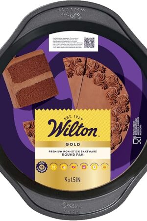 Wilton Gold Premium Non-Stick Warp-Resistant Bakeware, Made without PFAs, Round Cake Pan, 9 x 1.5 in, Packaging May Vary