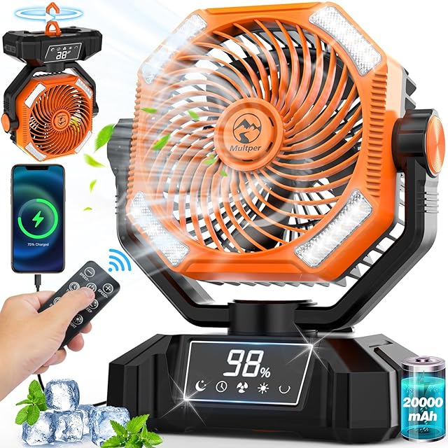 Camping Fan Battery Powered Fan Oscillating Fan Portable