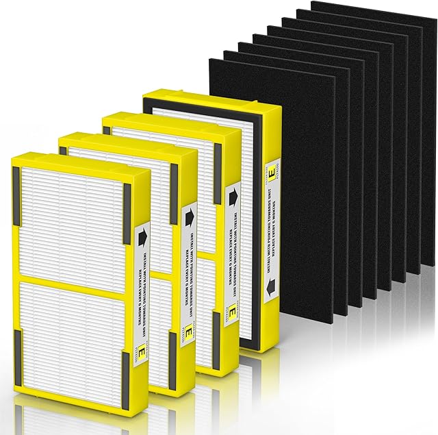 4 Pack FLT4100 HEPA Replacement Filter Size E Compatible with Guardian Technologies Model AC4100 AC4100CA AC4150BL AC4150PCA AC4150P Purifier, Part # FLT4100 / FLT11CB4 / Filter e