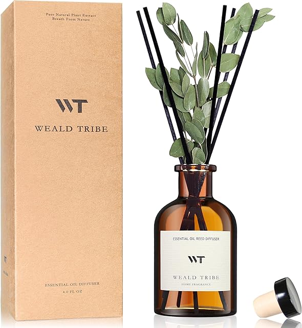 WEALD TRIBE Flower Reed Diffuser Set 4.0 fl oz for House Bedroom Office Decor Bathroom Accessories