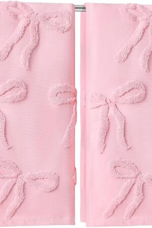 2 Pcs Pink Hand Towels for Bathroom Coquette Bow Hand Towels 100% Cotton Absorbent Decorative Jacquard Weave Bath Decor Preppy Bathroom Decor Gift, 13.7 x 29.5 Inch