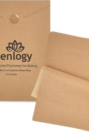 Zenlogy 9x13 Parchment Paper (200 sheets) - Unbleached, High Heat, Non-stick, Pre-cut Baking Paper for Quarter Sheet Pans - Great for Baking, Roasting, Wrapping, Dehydrator, and so much more