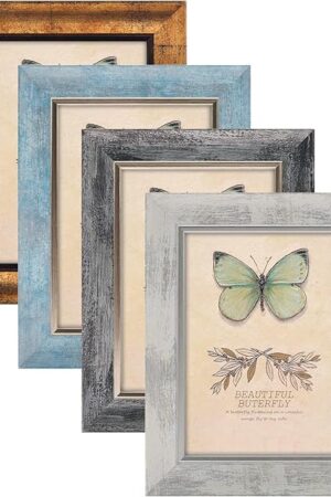 XUANLUO 5x7 Picture Frames Set of 4 Rustic Retro Photo Frame with HD Plastic Cover for Wall Mount and Tabletop Display Family Friends Wedding Gift