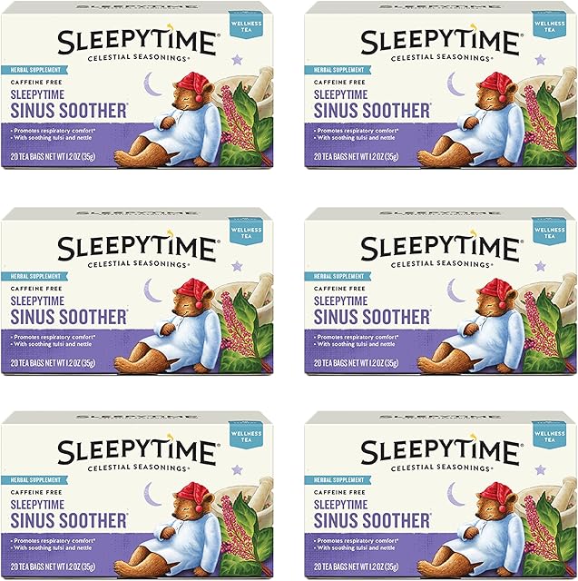 Celestial Seasonings Sleepytime Wellness Sinus Soother Tea, Caffeine Free, 20 Tea Bags Box, (Pack of 6)
