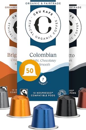 CRU Kafe Discovery Set Organic Coffee Pod, 50 Pods (5 Packs of 10 Coffee Capsules) Compatible with Nespresso OriginalLine
