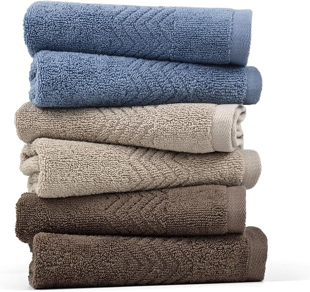 Cleanbear Cotton Washcloths Bath Wash Cloth Set 13 x 13 Inches 6-Pack