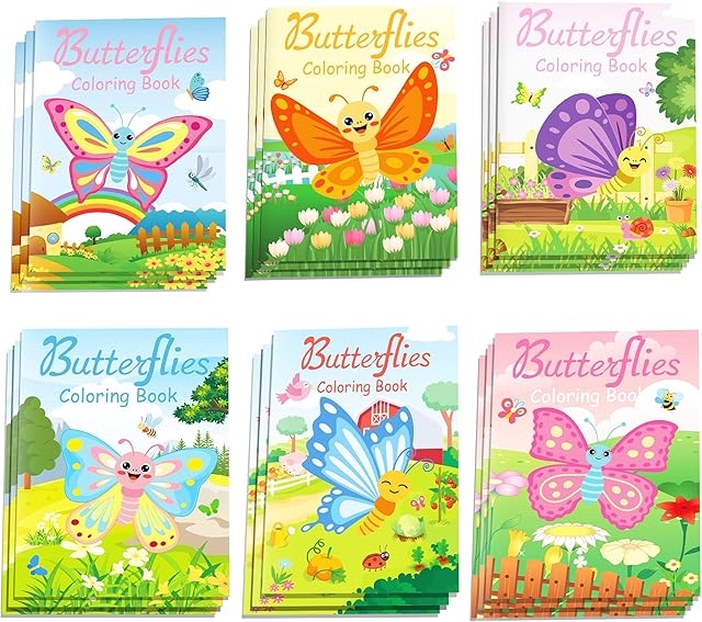The 12 Pcs Butterfly Coloring Books Butterfly Party Favors Bulk Mini Coloring Books Bulk for Kids DIY Art Drawing Activity Book Set for Butterfly Goodie Bags Stuffer Filler Fun Holiday Party Supplies