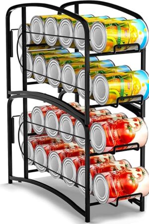 AULEDIO Stackable Beverage Can Dispenser Rack, Storage Organizer Holder for Canned food or Pantry Refrigerator,Black(2 Pack)