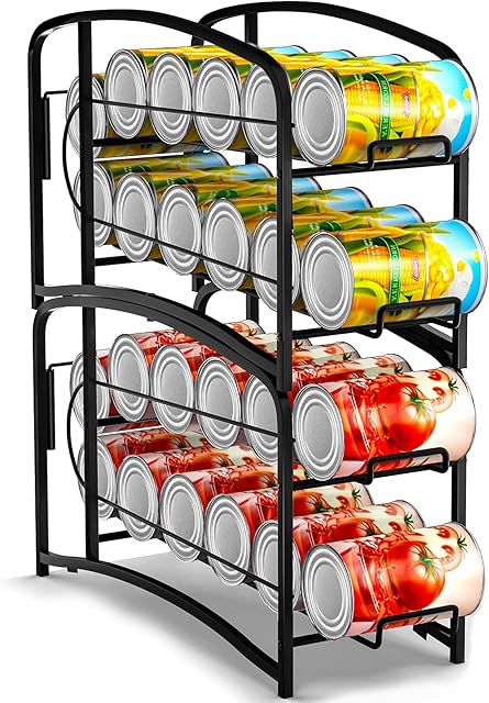 AULEDIO Stackable Beverage Can Dispenser Rack, Storage Organizer Holder for Canned food or Pantry Refrigerator,Black(2 Pack)
