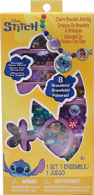 The Tara Toy Disney Stitch Charm Bracelet Activity Set – 408-Piece Jewelry Kit for Girls with Beads, Charms & Cords – DIY Friendship Bracelet Craft for Kids Ages 3+ – Official Disney Licensed