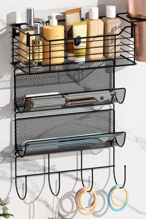 VITVITI 3 Tier Metal Hair Tool Organizer Wall Mount Matte Black