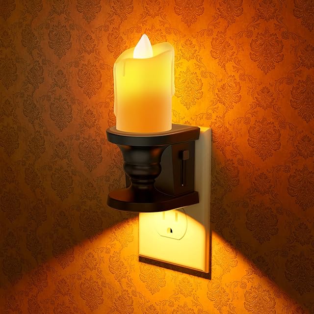 Briignite Flameless Candle Night Light, 2 Pack, Amber