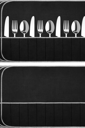 12 Pcs Anti Tarnish Silver Storage Bags Silver Storage Cloth Felt Flatware Organizer Anti Tarnish Protector Bags Place Setting Roll with White Ribbon for Kitchen Cutlery Utensils