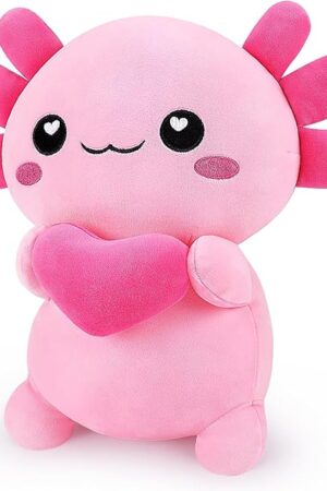 Achwishap Axolotl Plush,Axolotl Stuffed Animal Plush Toys,14? Salamander Plushies,Cute Plushies Soft Newt Plushy Kawaii Plushies Huggging Pillow,Cuddly Animal Body Pillow for Birthday(Pink)
