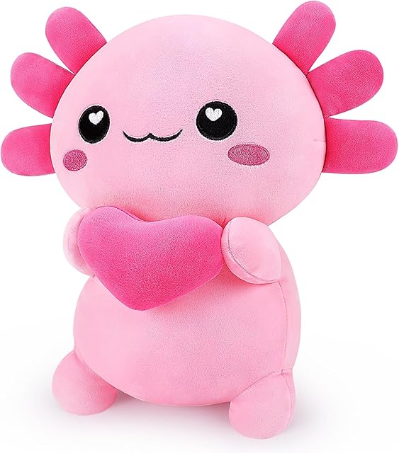 Achwishap Axolotl Plush,Axolotl Stuffed Animal Plush Toys,14? Salamander Plushies,Cute Plushies Soft Newt Plushy Kawaii Plushies Huggging Pillow,Cuddly Animal Body Pillow for Birthday(Pink)