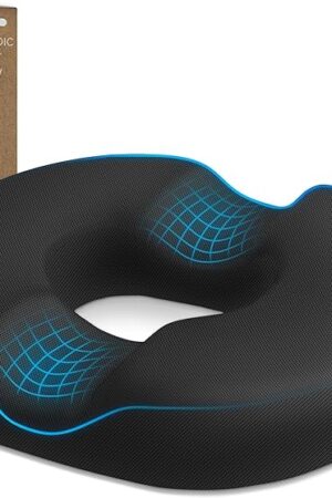 Donut Pillow Seat Cushion Chair Pad for Tailbone Pain Relief and Hemorrhoids, Memory Foam Seat Chair Cushion for Postpartum Pregnancy, Seat Cushions for Men and Women for Home & Office, (Black)