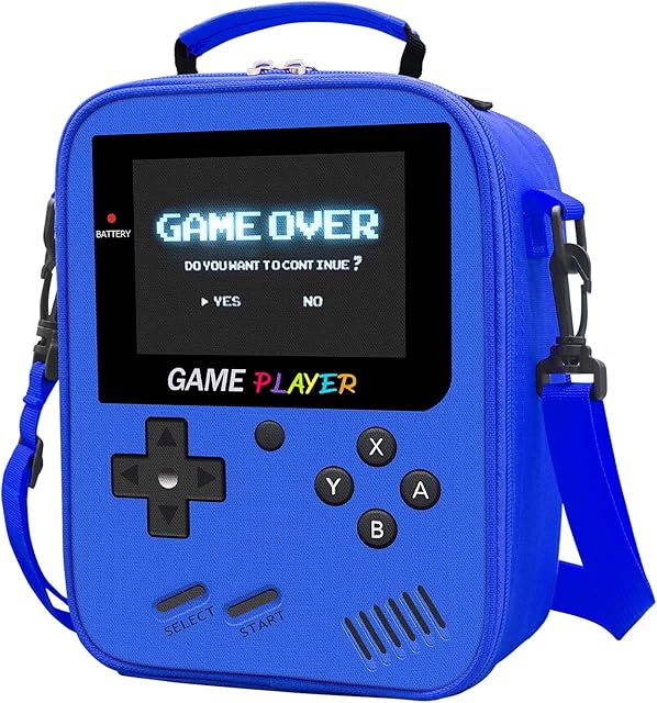 Boys Lunch Box for School, Gamer Kids Lunch Bag for Boys Girls, Insulated Video Game Lunchbox Waterproof Leakproof with Adjustable Shoulder Strap