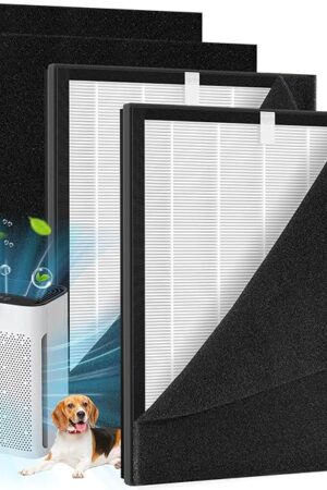 2 Pack KJ190L Filter Replacement Compatible with MOOKA KJ190L Air Purifier For Home Large Room 2000 Ft², 2 HEPA Filters and 4 Washable PreFilters Pet Air Purifier Filters for Bedroom