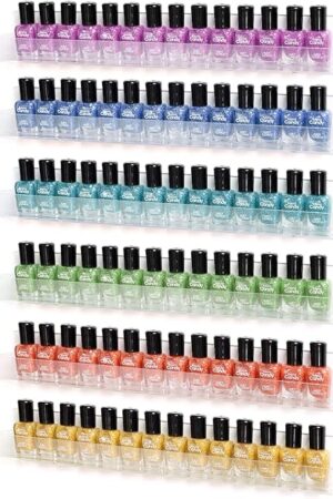 Wall Mounted Clear Acrylic Nail Polish Storage Rack, 6 Pack, Hold up to 96 Bottles