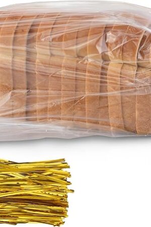 Bread Bags with Ties, Reusable,100 Clear Bags and 100 Ties, Bread Bags For Homemade Bread And Bakery Loaf Adjustable Reusable(100)