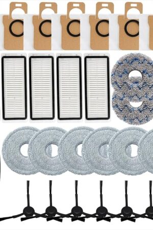 27Pcs Replacement Parts for Dreame L30 Ultra/L20 Ultra Vacuum Cleaner Accessories Kit,1 Main Brush,4 HEPA Filters,8 Mop Pads,7 Dust Bags,6 Side Brushes，1 Cleaning Brush