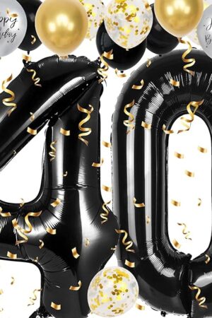 40th Birthday Decorations for Men Women, 40 inch 40 Balloon Numbers, 18 pcs 12 inch 40th Birthday Decoration Balloons for 40th Men Women Birthday Anniversary Party Decoration