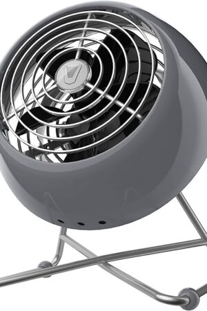 Vornado VFAN™ Mini Modern Vintage Fan, Retro Metal Air Circulator, Fan for Desk & Bedside, 2 Speeds, Adjustable Tilt, Personal Cooling with Targeted Airflow, Quiet Fan, Storm Gray