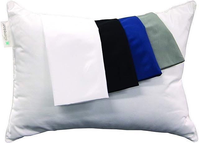 AllerEase Ultra Soft Advanced Allergy Protection Machine Washable Durable Zippered Travel Pillow Protector Size 14" x 20" Size Grey