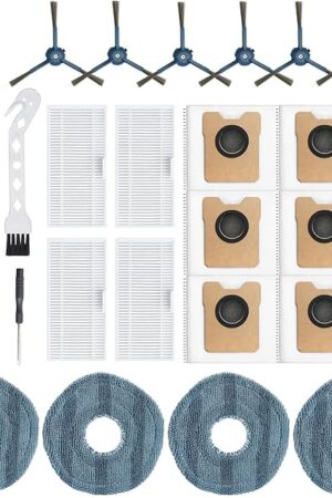 23 Pack C20 Omni Replacement Parts Accessories for Eufy C20 Omni Robot Vacuums kit, 1 Roller Brush, 4 HEPA Filters, 4 Mop Pads, 6 Side Brushes, 6 Dust Bags, 1 Clean Tool, 1 Screwdriver