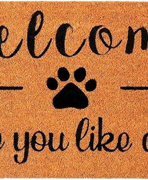 Coir Doormat, Front Doormat with Non-Slip PVC Backing, Printed Indoor Outdoor Mats for Home & Office, Spring Door Mat, Entrance Mats with Hope You Like Dogs Print, 30?x17?, Beige & Black