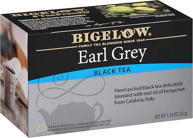 Bigelow Earl Grey Flavored Black Tea, Pack of 6, 20 Bags | Kosher | 1.18 Ounces